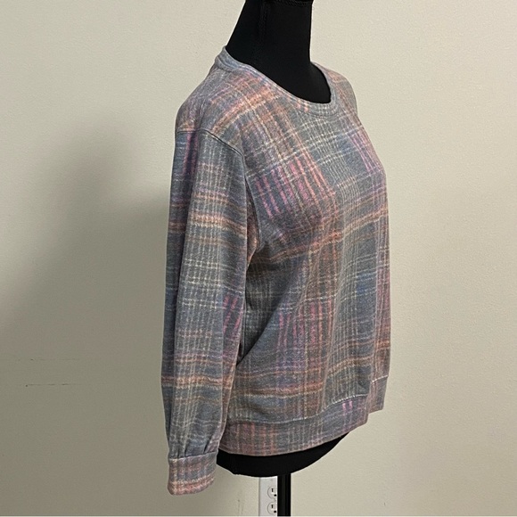 Sundry Sweater Women’s Size Small Pastel Rainbow Plaid Sweater - Picture 3 of 15
